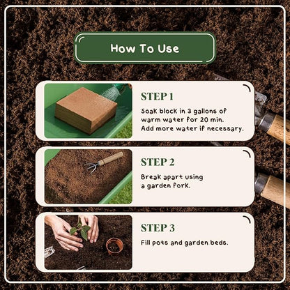 InstaSoil™ Nutrient-Rich Potting Soil for Indoor/Outdoor Plants – Compressed Coco Coir– Just Add Water - Expands to 15 Gallons in 5 Minutes - Perfect for Herbs, Vegetables & Microgreens (10lb Block)