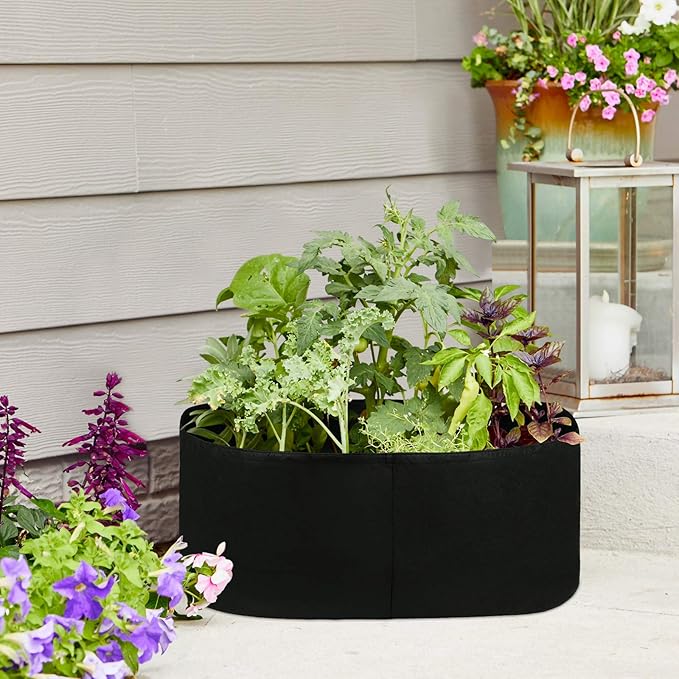Firlar Fabric Raised Garden Bed, Fabric Raised Planting Bed Grow Bag, Fabric Pots Planting Pots for Herb Plants Flowers Vegetables, Black (35.4x35.4 Inch)