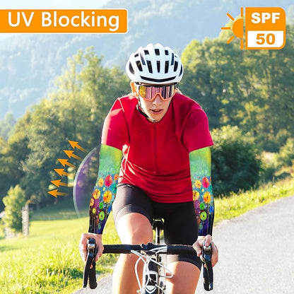 Garden Sleeves for Women Boho Gardening Sleeves with Thumb Holes UV Sun Protection Arm Sleeves for Women