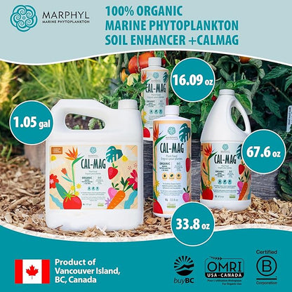 MARPHYL Organic Cal-Mag Liquid Fertilizer – Calcium & Magnesium Supplement to Correct Plant Deficiencies, Supports Strong Growth for Garden Flowers, Vegetables, Succulents & Hydroponics