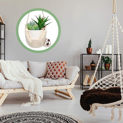 Patelai 2 Pieces Crochet Sloth Hanging Planter Handmade Sloth Plants Holder Plant Hanger for Indoor Outdoor Hanging Planter Supplies, Flower Pot and Plant Not Included