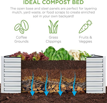 Best Choice Products 6x3x2ft Outdoor Metal Raised Garden Bed, Deep Root Box Planter for Vegetables, Flowers, Herbs, 269 Gallon Capacity, 100% Non Toxic Materials - Galvanized