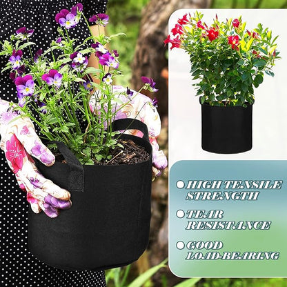 Hoolerry 7 Pack Black Plant Grow Bags Thickened Non Woven Grow Bags in 4 Sizes 10, 7, 5 and 3 Gallons Aeration Fabric Pots with Handles