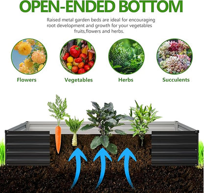 2PCS 7x3x1ft Galvanized Raised Garden Bed Kit, Galvanized Planter Raised Garden Boxes Outdoor, Large Metal Raised Garden Beds for Vegetables,Black