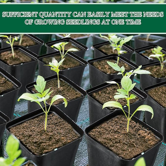 1000 Pcs 2.7 Inch Nursery Pots Bulk Square Small Plastic Seedling Starter Pots with Drainage Holes, Deep Planting Containers for Indoor Outdoor, Greenhouse, Garden, Nursery & Farm Use, Black