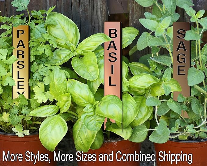 Straight-Up 08in Engraved Metalgraph Acrylic Herb Garden Stakes Plant Markers