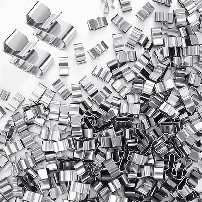 Zhengmy 500 Pcs Trailer Frame Wire Clips Stainless Steel Metal Cable Clips 22.5 mm/ 0.89 Inch Solar Panel Double Wire Clamps Trailer Clamps for PV Wiring Boat Cable