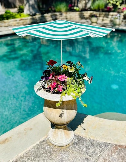 Fixed Plant Shade for Potted Plants 28" x 30" Outdoor Container Sun Shade Cover Premium Fabric Canopy with Fiberglass Frame & Soil Anchor Stripes & Solids Assembly Required