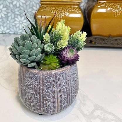 Admired by Nature 4.5" Ceramic Flower Planter Decorative Pot for Indoor Plant Succulent Home Décor, Lavender