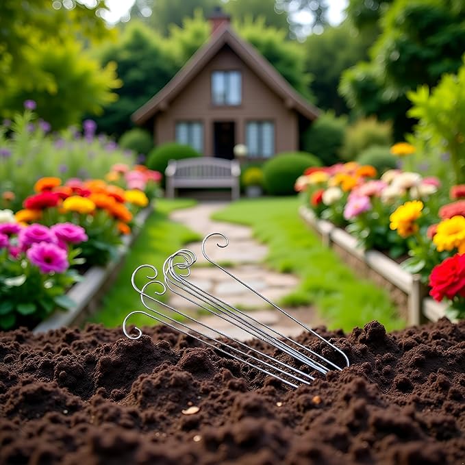 20 Pcs 20cm Silver Plant Label Hooks - Rustproof Deformed Hooks Hanging Rods, Garden Markers Hanger Sign Stake - for Flower Planter Container Accessories