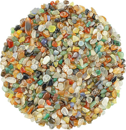 ZHIYUXI Multicolor Agate Crystal Chips Bulk Fish Tank Decorations Aquarium Rocks Gravel Vase Filler Stones Crystals for Candle Making Witch Kit Gravel for Plants Quartz Sand Gemstone 0.44 lbs