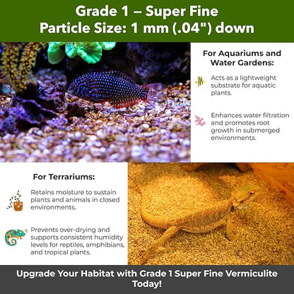 Organic Superfine Vermiculite for Indoor Gardening Plants and Mushrooms – Enhances Soil Aeration, Seed Germination, Rooting Cuttings – Small Packages and Bulk (Vermiculite Grade 1 - Superfine, 3 qts)