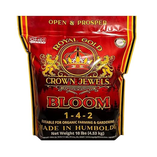 Royal Gold Crown Jewels Organic Bloom 1-4-2 Dry Soluble Fertilizer, 10 lbs - for Feeding Flowering Crops to Produce Vigorous Blossoms and Optimal Plant Development