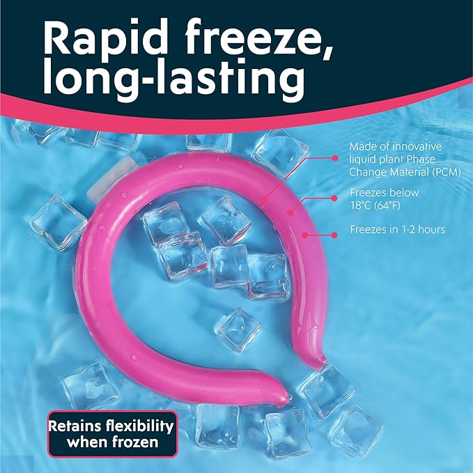 Magic Gel Neck Ring Coolers - Wearable Neck Cooling Ice Pack - Reusable Cool Body Cooler Tube - Cold Gel Wrap Ice Packs for Necks - Perfect for Athletes or Outdoor Workers - Pink