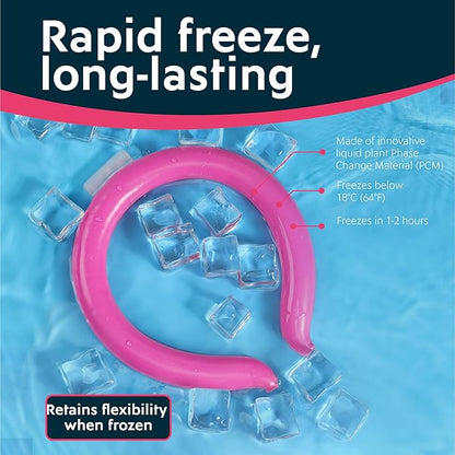 Magic Gel Neck Ring Coolers - Wearable Neck Cooling Ice Pack - Reusable Cool Body Cooler Tube - Cold Gel Wrap Ice Packs for Necks - Perfect for Athletes or Outdoor Workers - Pink