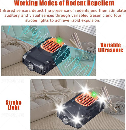 Effective Ultrasonic Rodent Repellent for underhood car Engines, for House, Garage, Kitchen, Attic, 2 Pack Rodent Mice Rat Repellent Plug in Electronic Rat Pest Deterrent with 4 Strobe Lights,