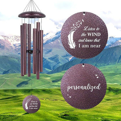ASTARIN 36" Large Deep Tone Personalized Sympathy Wind Chimes, Memorial Wind Chime for Loss of Mother Father Loved One, Angel's Feather Bereavement Gifts Decor Outdoor Patio Garden, Produced in USA