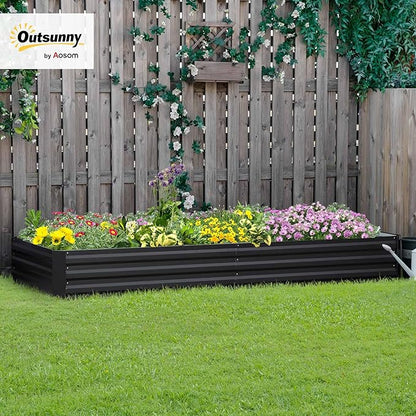 Outsunny Galvanized Raised Garden Bed, 8' x 3' x 1' Metal Planter Box, for Growing Vegetables, Flowers, Herbs, Succulents, Gray