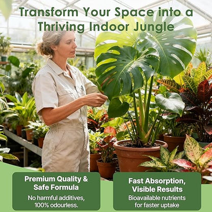 Foliage Fertilizer—Tropical Plant Fertilizer Precision Formula for Monstera, Philodendron, Alocasia, Calathea, Ferns & All Indoor Houseplants, MonsteraFertilizer for Foliage Green Growth& Strong Roots