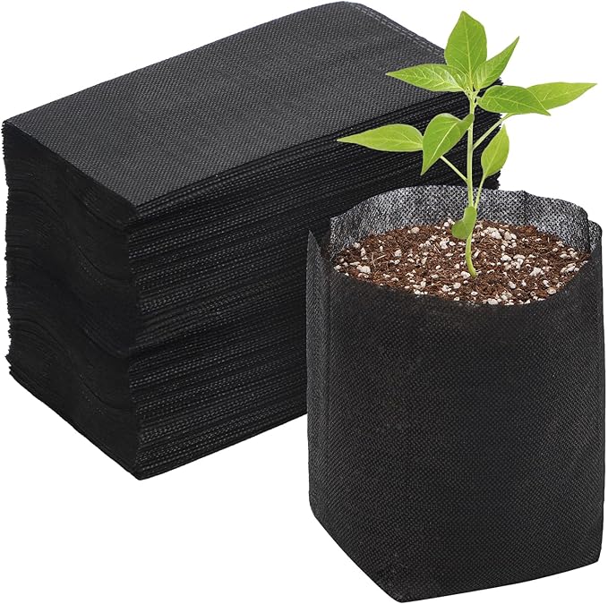 GREANER Plant Bags for Planting, 100 PCS Biodegradable Plant Pots, Fabric Seedling Starter Bags for Plants, Gardening Seed Plant Bag for Potato, Flower, Tomato Plant Starts