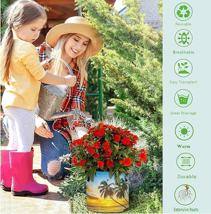 5 Gallon Beautiful Islands Beach Breathable Grow Bag Heavy Duty Planter Pot Containers with Handles for Potato Tomato Fruits Flowers Vegetables