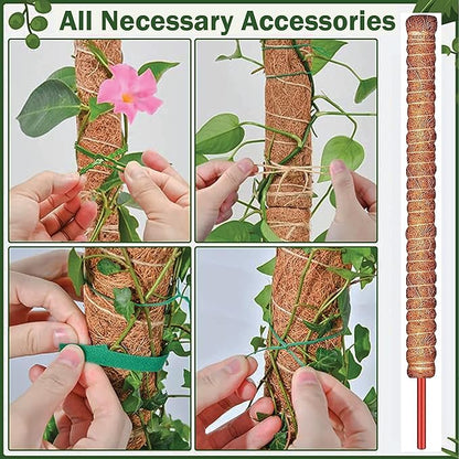 3 Pack 28 Inch Moss Pole, Stackable Moss Poles for Climbing Plants Monstera, Tall Plant Sticks Accessories, Large Coir Monstera Plant Support Stakes for Potted Plants Indoor, Pothos