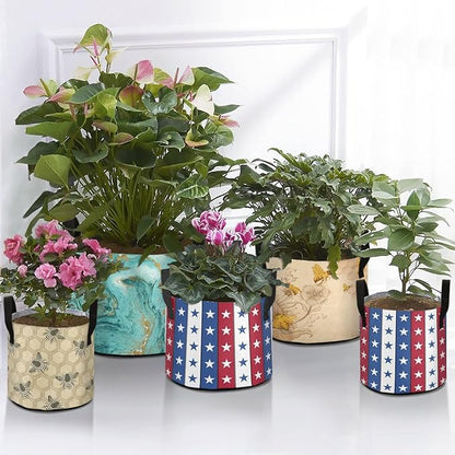 3 Gallon 4th of July Independence Day Stars Stripes Breathable Grow Bag Heavy Duty Thickened Plant Pots Containers with Handles for Tomato Potato Fruits Vegetables Flowers