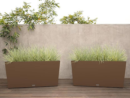 Veradek Pure Series Midori Trough Planter - Large Rectangular Planter for Indoor or Outdoor Deck/Porch | Durable All-Weather Use with Drainage Holes | Modern Decor for Shrubs, Flowers, Small Plants