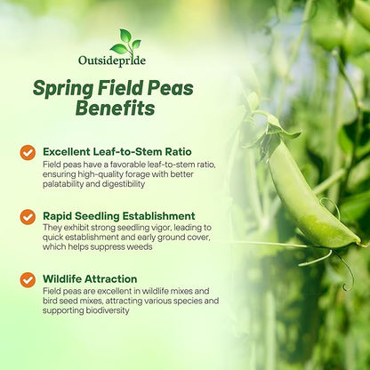 Outsidepride Dundale Spring Field Peas Seeds - 20 lbs. Annual, High-Protein Legume & Cover Crop Seeds for Forage, Food Plot, Gardens & Pastures - Ideal for Improving Soil Health, & Erosion Control