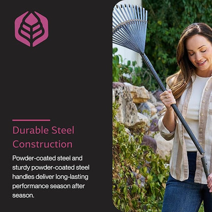 Yard Butler World’s Greatest Rake Set, ILT-208 Garden Rake for Lawncare - Convenient Garden Cleaning Accessory - Lightweight Wooden Handle - Steel Tines - Easy to Maneuver