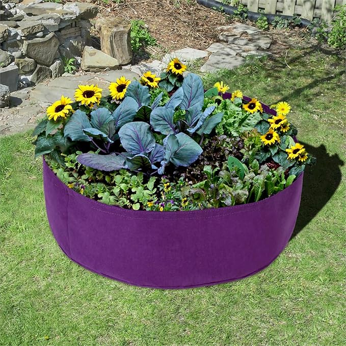 Round Raised Garden Bed, Plant Grow Bag Bed Felt Fabric Planting Planter Purple Planter, Veg Pot for Herb Flower Vegetable Plants XC771A61-9278-1752351061 15Gallon