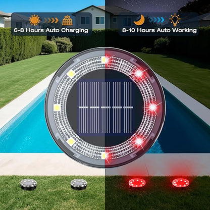 Mini Solar Ground Lights, 12 Pack Solar Lights Outdoor Waterproof, Upgraded LED Flat Landscape Lighting for Outside Pathway Garden Patio Yard Driveway,Red