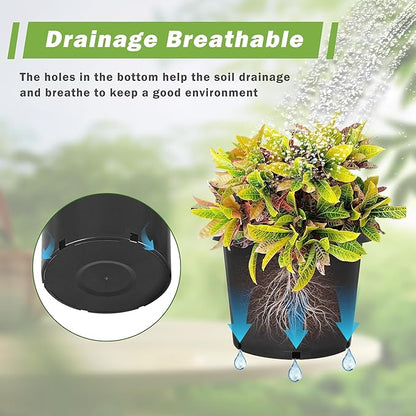 HOSTIC 3 Gallon Flexible Nursery Pots Gallon Pot with Drainage Holes Plastic Plant Container Suitable for Indoor Outdoor Vegetables Flowers Plants 10 PCS
