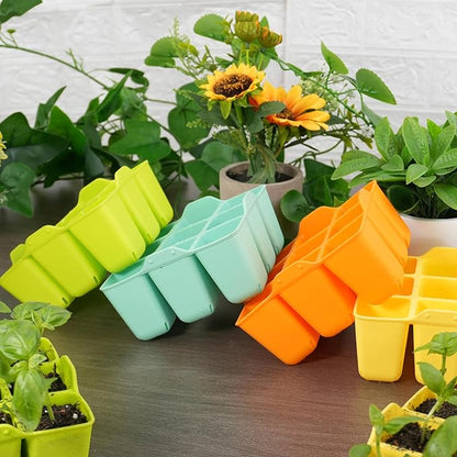 Silicone Seed Starter Tray - 8-Pack Seedling Starter Trays with Flexible Pop-Out Cells for Seed Starting, Indoor Gardening, Reusable Plant Germination Trays, BPA-Free & Dishwasher Safe