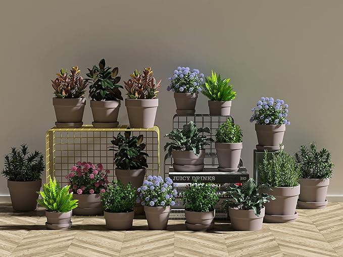 Fcacti 27 Pcs Small Mini Grey Clay Pots 2.1'' Terracotta Pot Clay Ceramic Pottery Planter Cactus Flower Pots Succulent Nursery Pots- Great for Window Boxes, Cactus, Plants, Crafts, Wedding Favors