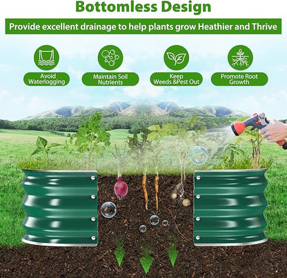 Galvanized Raised Garden Bed for Gardening, 3x3x1ft Metal Square Planter Boxes Outdoor for Vegetable,Flower,Herb,Modular Above Ground Growing Container,Green