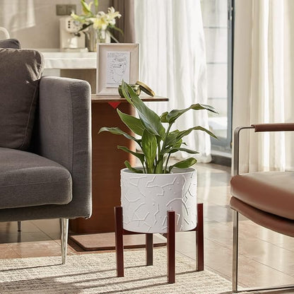 LA JOLIE MUSE Plant-Pots Flower Pots,10 Inch Plant Pot Ceramic Planter with Stand Planters for Indoor Plants
