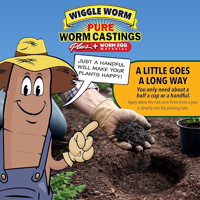 100% Pure Worm Castings Plus Worm Egg Material, 40lbs – Fertilizer and Soil Amendment for Indoor and Outdoor Gardening to Improve Soil Fertility and Aeration - 100% Organic and Odor Free