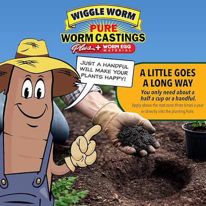100% Pure Worm Castings Plus Worm Egg Material, 40lbs – Fertilizer and Soil Amendment for Indoor and Outdoor Gardening to Improve Soil Fertility and Aeration - 100% Organic and Odor Free