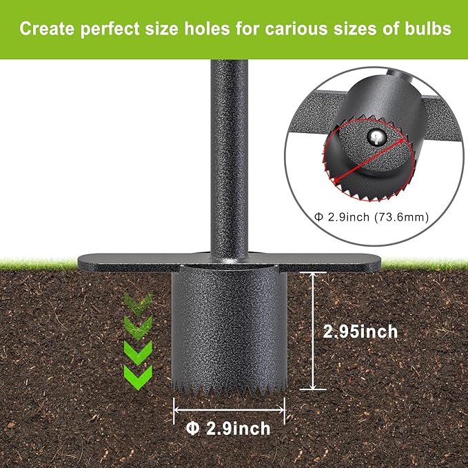 Dolibest Sod Plugger Tool, Grass Plugger Tool with Dual Pedals, Bulb Planter W/Sharp Serrations and Non-Slip Soft Grip Handle, for Lawn Planting Bulbs and Grass Repair (No Assembly)