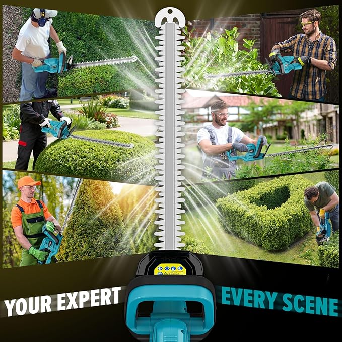Hedge Trimmer Compatible for Makita 18V Battery，Cordless Electric Hedge Trimmer with 1600RPM Brushless Motor, 22'' Dual-Action Blade with 3/5'' Cutting Capacity (NO Battery)