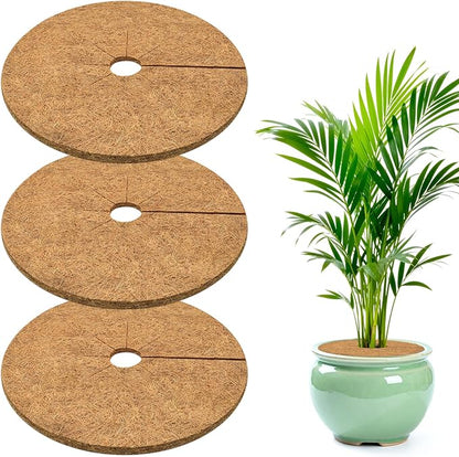 ZeeDix 3 Pack Coconut Fiber Mulch Ring, 11.8 Inch Coco Coir Tree Ring Mulch Mat, 100% Natural Tree Protector Mat Plant Cover Ring Coconut Coir Discs Tree Mats Mulch Rings for Indoor Outdoor Plants