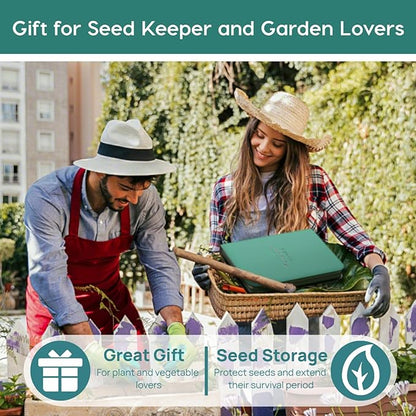 Zippered Seed Storage Organizer Binder with Handle, Gardening Seed Saving Kit, Holds 120+ Seed Envelopes, Fit Flower, Plant and Vegetable for Seed Packets