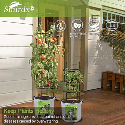 5 Pack 10 Gallon Plant Grow Bags with Automatic Irrigation Equipment and Reinforced Handles for Plant Support, Non-Woven Durable Breathe Fabric Grow Pots for Carrot, Onion, Flower, Tomato