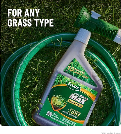 Scotts Liquid Green Max Lawn Food, Lawn Fertilizer and Iron Supplement, for Any Grass Type, 29-0-0, 32 fl. oz.