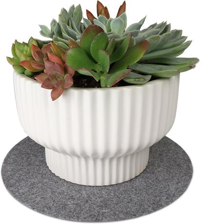 Drymate 12-Pack Plant Coasters (6 Inch, 8 Inch, 10 Inch), (4 of Each), Absorbent Fabric Mats, Waterproof, Protects Surfaces, Fast Drying, for Indoor & Outdoor Plants or Pots (USA Made) (Light Grey)