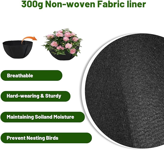 hehimhis 6Pcs 12 Inch Round Non-Woven Planter Basket Liner, Hanging Basket Fabric Liners Coco Fiber Liner Replacement for Hanging Flower Pot (6, 12inch)