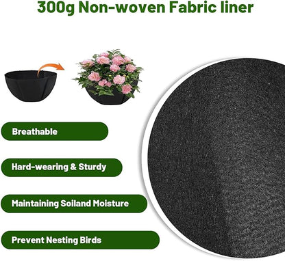 hehimhis 4Pcs 20 Inch Round Non-Woven Planter Basket Liner, Hanging Basket Fabric Liners Coco Fiber Liner Replacement for Hanging Flower Pot (4, 20inch)