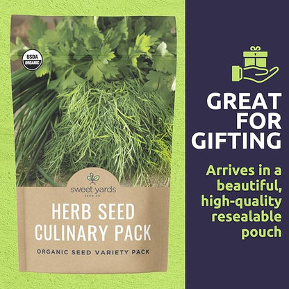 Organic Herb Seeds Variety Pack - 10 Individual Packs - 2026 Season - Basil, Cilantro, Dill, Thyme, Parsley and More! for Indoor & Outdoor Planting (Non-GMO, Certified Organic)
