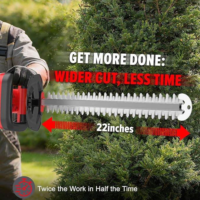 Hedge Trimmer Compatible for Milwaukee 18V Battery，Cordless Electric Hedge Trimmer with 1600RPM Brushless Motor, 22'' Dual-Action Blade with 3/5'' Cutting Capacity (NO Battery)